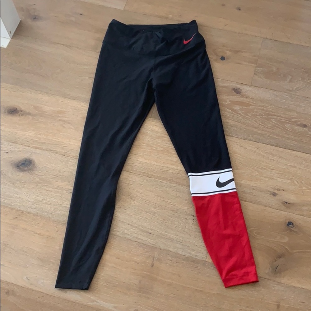 Nike Dri Fit Red Logo Leggings
